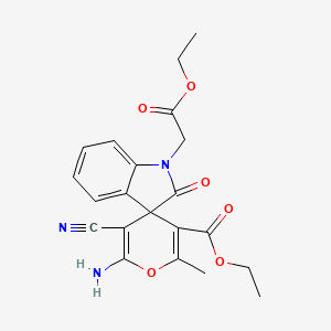molecular formula C21H21N3O6 B11616885 Ethyl 6'-amino-5'-cyano-1-(2-ethoxy-2-oxoethyl)-2'-methyl-2-oxo-1,2-dihydrospiro[indole-3,4'-pyran]-3'-carboxylate 