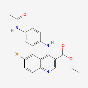 molecular formula C20H18BrN3O3 B11616887 Ethyl 4-{[4-(acetylamino)phenyl]amino}-6-bromoquinoline-3-carboxylate 
