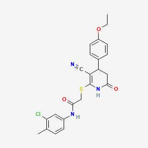 molecular formula C23H22ClN3O3S B11616930 N-(3-chloro-4-methylphenyl)-2-{[3-cyano-4-(4-ethoxyphenyl)-6-oxo-1,4,5,6-tetrahydropyridin-2-yl]sulfanyl}acetamide 