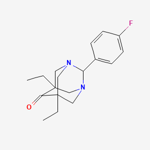 molecular formula C18H23FN2O B11616987 5,7-Diethyl-2-(4-fluorophenyl)-1,3-diazatricyclo[3.3.1.1~3,7~]decan-6-one 