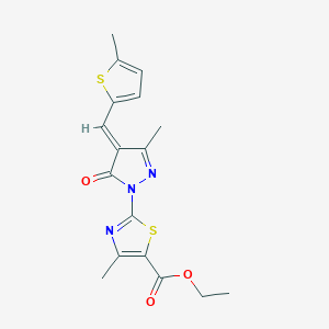 molecular formula C17H17N3O3S2 B11616993 Ethyl 4-methyl-2-{3-methyl-4-[(5-methyl(2-thienyl))methylene]-5-oxo(1,2-diazol inyl)}-1,3-thiazole-5-carboxylate 