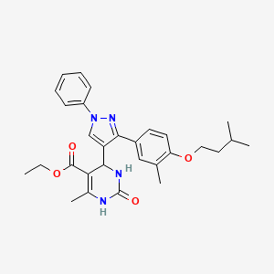molecular formula C29H34N4O4 B11617053 ethyl 6-methyl-4-{3-[3-methyl-4-(3-methylbutoxy)phenyl]-1-phenyl-1H-pyrazol-4-yl}-2-oxo-1,2,3,4-tetrahydropyrimidine-5-carboxylate 