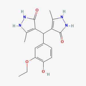 molecular formula C17H20N4O4 B11617090 4-[(3-Ethoxy-4-hydroxyphenyl)-(3-methyl-5-oxo-1,2-dihydropyrazol-4-yl)methyl]-5-methyl-1,2-dihydropyrazol-3-one 