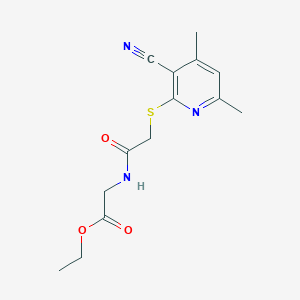 molecular formula C14H17N3O3S B11617166 ethyl N-{[(3-cyano-4,6-dimethylpyridin-2-yl)sulfanyl]acetyl}glycinate 