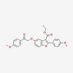 molecular formula C27H24O7 B11617243 Ethyl 2-(4-methoxyphenyl)-5-[2-(4-methoxyphenyl)-2-oxoethoxy]-1-benzofuran-3-carboxylate 
