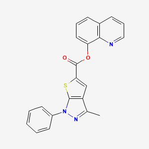 molecular formula C22H15N3O2S B11617412 quinolin-8-yl 3-methyl-1-phenyl-1H-thieno[2,3-c]pyrazole-5-carboxylate 