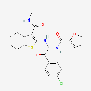 molecular formula C23H22ClN3O4S B11617566 N-[2-(4-chlorophenyl)-1-{[3-(methylcarbamoyl)-4,5,6,7-tetrahydro-1-benzothiophen-2-yl]amino}-2-oxoethyl]furan-2-carboxamide 