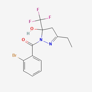 molecular formula C13H12BrF3N2O2 B11617618 (2-bromophenyl)[3-ethyl-5-hydroxy-5-(trifluoromethyl)-4,5-dihydro-1H-pyrazol-1-yl]methanone 