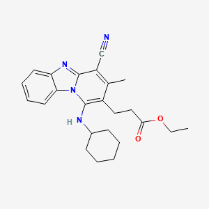 molecular formula C24H28N4O2 B11617619 Ethyl 3-[4-cyano-1-(cyclohexylamino)-3-methylpyrido[1,2-a]benzimidazol-2-yl]propanoate 