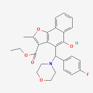 molecular formula C27H26FNO5 B11617703 Ethyl 4-[(4-fluorophenyl)(morpholin-4-yl)methyl]-5-hydroxy-2-methylnaphtho[1,2-b]furan-3-carboxylate 