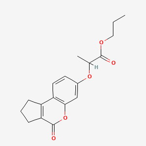 molecular formula C18H20O5 B11617741 Propyl 2-[(4-oxo-1,2,3,4-tetrahydrocyclopenta[c]chromen-7-yl)oxy]propanoate 