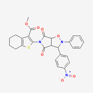 molecular formula C27H23N3O7S B11617830 methyl 2-[3-(4-nitrophenyl)-4,6-dioxo-2-phenylhexahydro-5H-pyrrolo[3,4-d][1,2]oxazol-5-yl]-4,5,6,7-tetrahydro-1-benzothiophene-3-carboxylate 