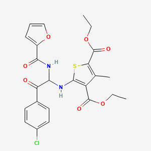 molecular formula C24H23ClN2O7S B11617902 Diethyl 5-({2-(4-chlorophenyl)-1-[(furan-2-ylcarbonyl)amino]-2-oxoethyl}amino)-3-methylthiophene-2,4-dicarboxylate 