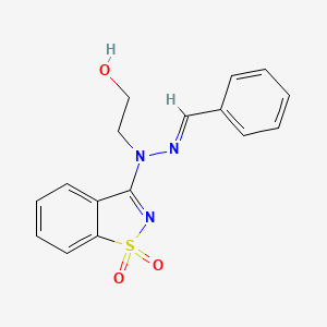 molecular formula C16H15N3O3S B11617995 2-[(Benzalamino)-(1,1-diketo-1,2-benzothiazol-3-yl)amino]ethanol 