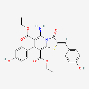 molecular formula C26H24N2O7S B11618006 diethyl (2Z)-5-amino-2-(4-hydroxybenzylidene)-7-(4-hydroxyphenyl)-3-oxo-2,3-dihydro-7H-[1,3]thiazolo[3,2-a]pyridine-6,8-dicarboxylate 