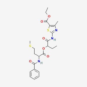 molecular formula C23H29N3O6S2 B11618126 Ethyl 4-methyl-2-(2-{[4-(methylsulfanyl)-2-(phenylformamido)butanoyl]oxy}butanamido)-1,3-thiazole-5-carboxylate 