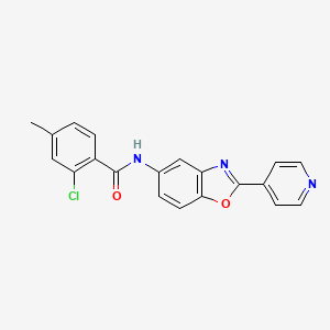 molecular formula C20H14ClN3O2 B11618203 2-chloro-4-methyl-N-[2-(pyridin-4-yl)-1,3-benzoxazol-5-yl]benzamide 