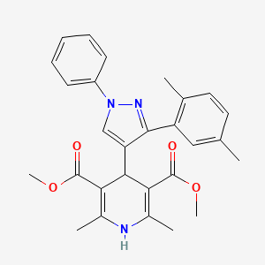 molecular formula C28H29N3O4 B11618358 dimethyl 4-[3-(2,5-dimethylphenyl)-1-phenyl-1H-pyrazol-4-yl]-2,6-dimethyl-1,4-dihydropyridine-3,5-dicarboxylate 