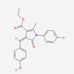 molecular formula C21H18BrNO4 B11618371 ethyl (4Z)-1-(4-bromophenyl)-4-(4-hydroxybenzylidene)-2-methyl-5-oxo-4,5-dihydro-1H-pyrrole-3-carboxylate 