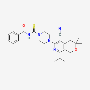 molecular formula C26H31N5O2S B11618376 N-({4-[5-cyano-3,3-dimethyl-8-(propan-2-yl)-3,4-dihydro-1H-pyrano[3,4-c]pyridin-6-yl]piperazin-1-yl}carbonothioyl)benzamide 