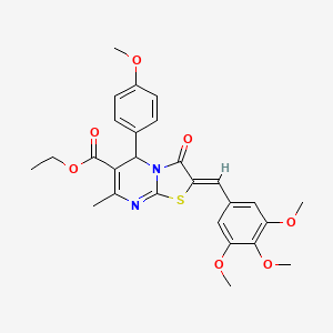 molecular formula C27H28N2O7S B11618381 ethyl (2Z)-5-(4-methoxyphenyl)-7-methyl-3-oxo-2-(3,4,5-trimethoxybenzylidene)-2,3-dihydro-5H-[1,3]thiazolo[3,2-a]pyrimidine-6-carboxylate 