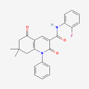 molecular formula C24H21FN2O3 B11618388 N-(2-fluorophenyl)-7,7-dimethyl-2,5-dioxo-1-phenyl-1,2,5,6,7,8-hexahydroquinoline-3-carboxamide 