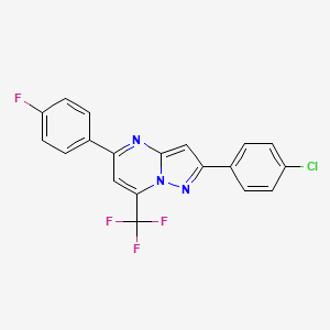 molecular formula C19H10ClF4N3 B11618398 2-(4-Chlorophenyl)-5-(4-fluorophenyl)-7-(trifluoromethyl)pyrazolo[1,5-a]pyrimidine 