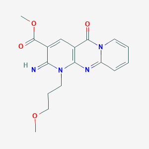 molecular formula C17H18N4O4 B11618623 methyl 6-imino-7-(3-methoxypropyl)-2-oxo-1,7,9-triazatricyclo[8.4.0.03,8]tetradeca-3(8),4,9,11,13-pentaene-5-carboxylate CAS No. 510762-57-9
