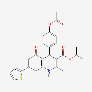 molecular formula C26H27NO5S B11618631 Propan-2-yl 4-[4-(acetyloxy)phenyl]-2-methyl-5-oxo-7-(thiophen-2-yl)-1,4,5,6,7,8-hexahydroquinoline-3-carboxylate 