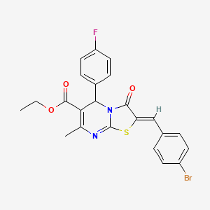 molecular formula C23H18BrFN2O3S B11618638 ethyl (2Z)-2-(4-bromobenzylidene)-5-(4-fluorophenyl)-7-methyl-3-oxo-2,3-dihydro-5H-[1,3]thiazolo[3,2-a]pyrimidine-6-carboxylate 