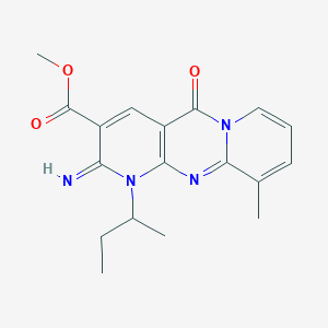 molecular formula C18H20N4O3 B11618645 methyl 7-butan-2-yl-6-imino-11-methyl-2-oxo-1,7,9-triazatricyclo[8.4.0.03,8]tetradeca-3(8),4,9,11,13-pentaene-5-carboxylate 