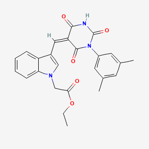 molecular formula C25H23N3O5 B11618730 ethyl (3-{(Z)-[1-(3,5-dimethylphenyl)-2,4,6-trioxotetrahydropyrimidin-5(2H)-ylidene]methyl}-1H-indol-1-yl)acetate 