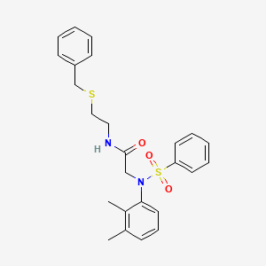 molecular formula C25H28N2O3S2 B11618868 N-[2-(Benzylsulfanyl)ethyl]-2-[N-(2,3-dimethylphenyl)benzenesulfonamido]acetamide 