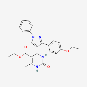 molecular formula C26H28N4O4 B11618987 propan-2-yl 4-[3-(4-ethoxyphenyl)-1-phenyl-1H-pyrazol-4-yl]-6-methyl-2-oxo-1,2,3,4-tetrahydropyrimidine-5-carboxylate 