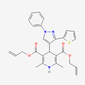 molecular formula C28H27N3O4S B11619079 diallyl 2,6-dimethyl-4-(1-phenyl-3-thien-2-yl-1H-pyrazol-4-yl)-1,4-dihydropyridine-3,5-dicarboxylate 
