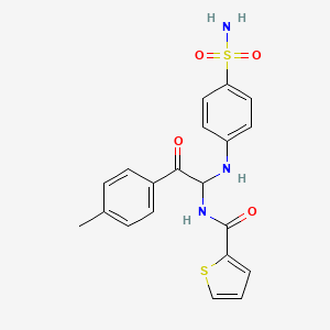 molecular formula C20H19N3O4S2 B11619125 N-[2-(4-Methylphenyl)-2-oxo-1-[(4-sulfamoylphenyl)amino]ethyl]thiophene-2-carboxamide 