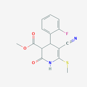 molecular formula C15H13FN2O3S B11619141 Methyl 5-cyano-4-(2-fluorophenyl)-6-(methylsulfanyl)-2-oxo-1,2,3,4-tetrahydropyridine-3-carboxylate 