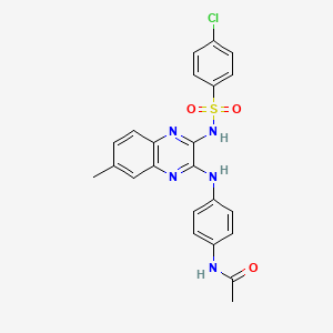 molecular formula C23H20ClN5O3S B11619160 N-{4-[(3-{[(4-chlorophenyl)sulfonyl]amino}-7-methylquinoxalin-2-yl)amino]phenyl}acetamide 