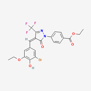 molecular formula C22H18BrF3N2O5 B11619173 ethyl 4-[(4Z)-4-(3-bromo-5-ethoxy-4-hydroxybenzylidene)-5-oxo-3-(trifluoromethyl)-4,5-dihydro-1H-pyrazol-1-yl]benzoate 