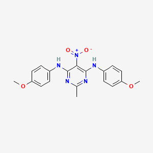 molecular formula C19H19N5O4 B11619216 N,N'-bis(4-methoxyphenyl)-2-methyl-5-nitropyrimidine-4,6-diamine 