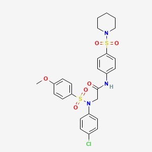 molecular formula C26H28ClN3O6S2 B11619221 N~2~-(4-chlorophenyl)-N~2~-[(4-methoxyphenyl)sulfonyl]-N-[4-(piperidin-1-ylsulfonyl)phenyl]glycinamide 
