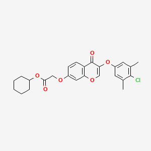 molecular formula C25H25ClO6 B11619346 Cyclohexyl 2-{[3-(4-chloro-3,5-dimethylphenoxy)-4-oxo-4H-chromen-7-YL]oxy}acetate 