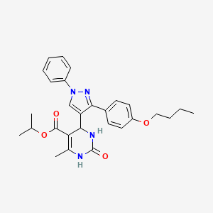 molecular formula C28H32N4O4 B11619365 propan-2-yl 4-[3-(4-butoxyphenyl)-1-phenyl-1H-pyrazol-4-yl]-6-methyl-2-oxo-1,2,3,4-tetrahydropyrimidine-5-carboxylate 