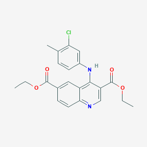 molecular formula C22H21ClN2O4 B11619421 Diethyl 4-[(3-chloro-4-methylphenyl)amino]quinoline-3,6-dicarboxylate 