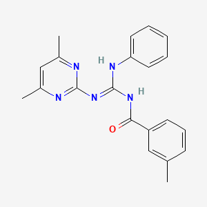 molecular formula C21H21N5O B11619492 N-[(Z)-[(4,6-dimethylpyrimidin-2-yl)amino](phenylamino)methylidene]-3-methylbenzamide 