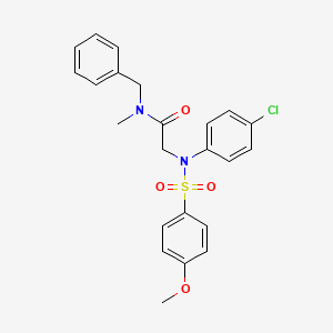 molecular formula C23H23ClN2O4S B11619631 N-Benzyl-2-[N-(4-chlorophenyl)4-methoxybenzenesulfonamido]-N-methylacetamide 