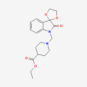 molecular formula C19H24N2O5 B11619677 ethyl 1-[(2'-oxospiro[1,3-dioxolane-2,3'-indol]-1'(2'H)-yl)methyl]piperidine-4-carboxylate 