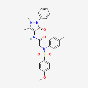 molecular formula C27H28N4O5S B11619688 N-(1,5-Dimethyl-3-oxo-2-phenyl-2,3-dihydro-1H-pyrazol-4-YL)-2-[N-(4-methylphenyl)4-methoxybenzenesulfonamido]acetamide 