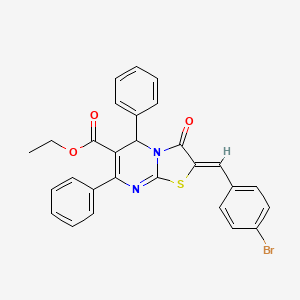 molecular formula C28H21BrN2O3S B11619807 ethyl (2Z)-2-(4-bromobenzylidene)-3-oxo-5,7-diphenyl-2,3-dihydro-5H-[1,3]thiazolo[3,2-a]pyrimidine-6-carboxylate 