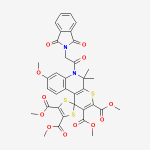 molecular formula C35H30N2O12S3 B11619904 tetramethyl 6'-[(1,3-dioxo-1,3-dihydro-2H-isoindol-2-yl)acetyl]-8'-methoxy-5',5'-dimethyl-5',6'-dihydrospiro[1,3-dithiole-2,1'-thiopyrano[2,3-c]quinoline]-2',3',4,5-tetracarboxylate 